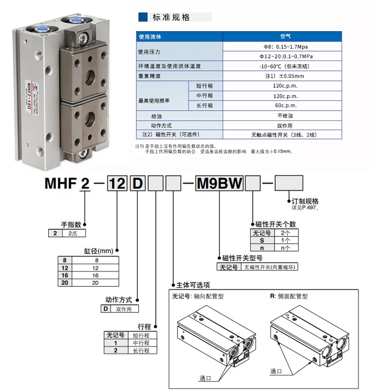星辰MHF2-8D手指气缸平行滑台D/1D/20D/D1/D2/D1R/D2R薄型气爪