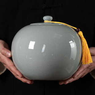 哥窑茶叶罐陶瓷密封罐2斤装大号中式家用存储罐普洱茶大码装茶罐