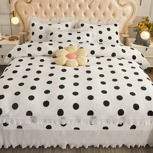 冬季 加厚牛奶珊瑚绒被套单件1.5加绒200x230双面毛绒保暖花边被罩