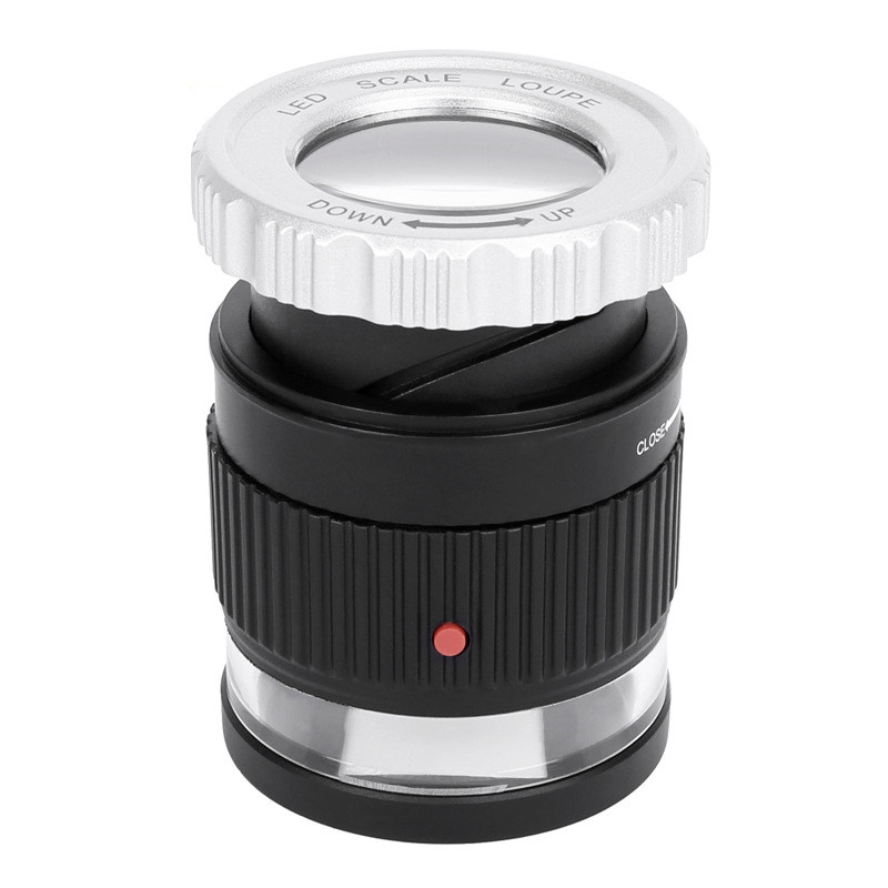 30倍圆筒式刻度光学玻璃镜片调焦高清放大镜古玩珠宝测量纺织印刷