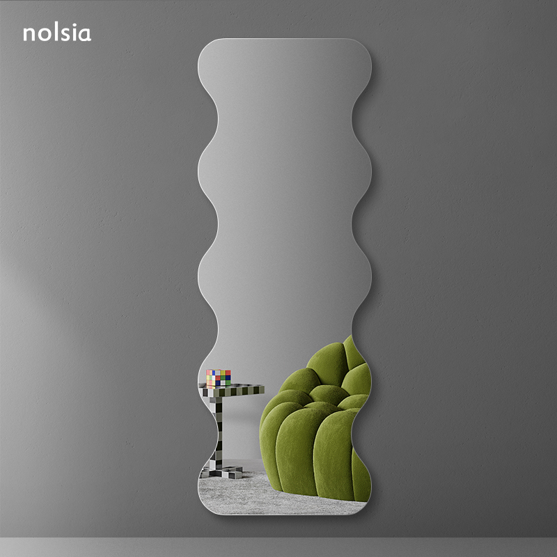 波浪异形试衣镜壁挂粘贴家用全身穿衣镜贴墙卧室试衣间镜子免打孔