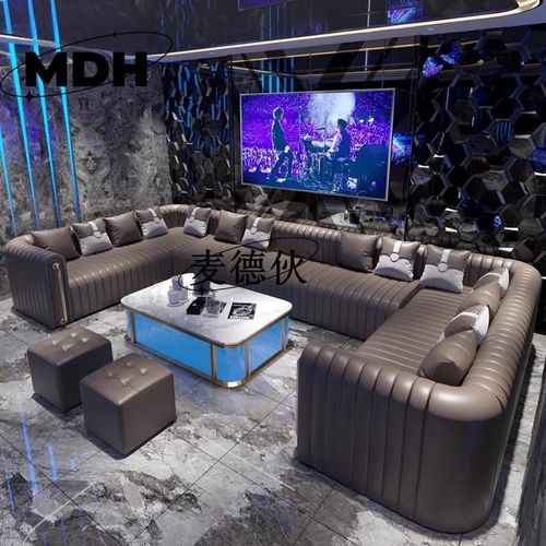 定制KTV沙发清酒吧包厢歌厅会所迪厅转角UL卡座发光茶几桌椅组合