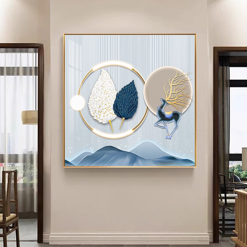 餐厅墙面装饰画客厅沙发背景墙挂画餐厅壁画单幅方形进门玄关墙画