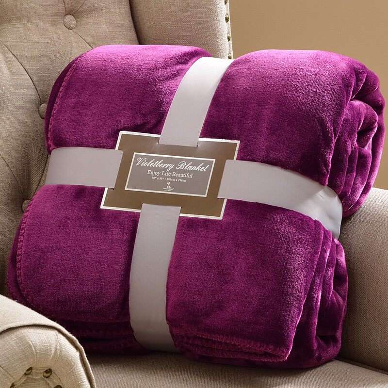 出口双层珊瑚绒毛毯秋冬季加厚法兰绒毯子纯色宿舍学生盖毯单人