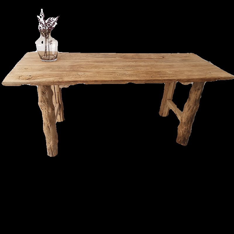 老榆木茶桌柏木桌腿书桌实木门板复古木板吧台原木风化餐桌长条桌