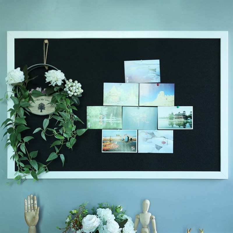 珍腾软木板照片墙留言板黑色麻布毛毡墙贴钉板挂式家用创意定制水