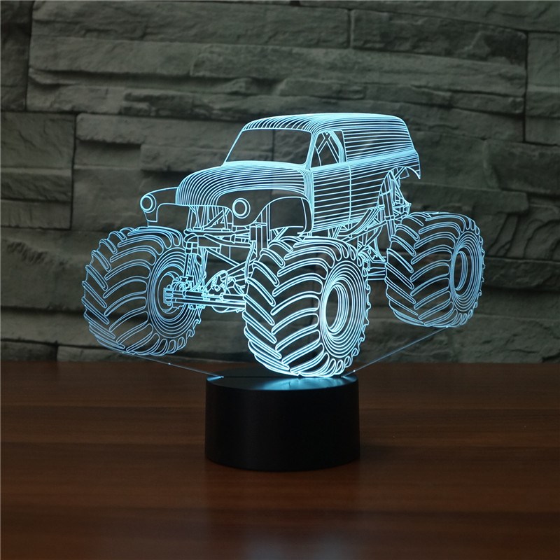 创意车3d小夜灯三维视觉氛围台灯卧室床头灯电竞房桌面摆件装饰灯