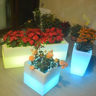 LED发光方形花盆灯 花园景区美陈装饰花钵创意园林种植特大号花槽