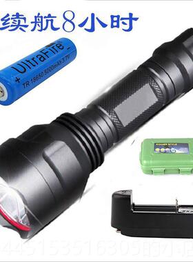 正品C强手电筒T8 超亮定焦6多功能可充电防水防摔LE光D远射户外家