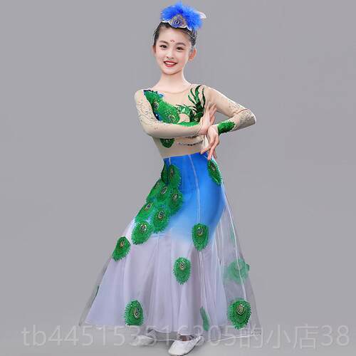 正品新款童傣族舞蹈演出练服孔雀舞儿蹈服舞民族风功服女童走秀衣