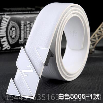 正品白扣色男士皮带真皮平滑腰带韩版潮闲中年休青年商务牛皮学裤