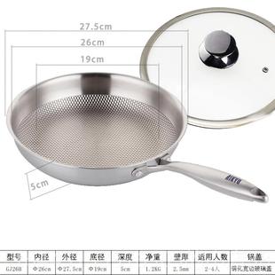 正品 Rikyu日本ixu电磁炉煎燃锅锈蜂窝304无涂层R覆合不钢锅煎气