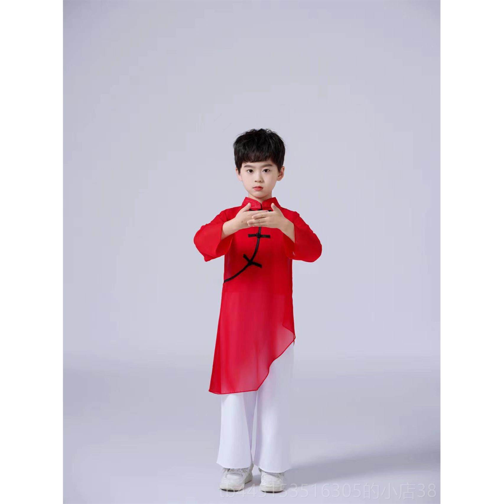 正品儿古童典舞表演服装男中式武术服女子练习合唱团万装江孩太极