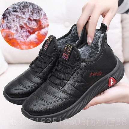 正品兔鞋毛冬季加老人皮面绒保暖老北京布鞋女鞋棉防滑加厚保暖妈