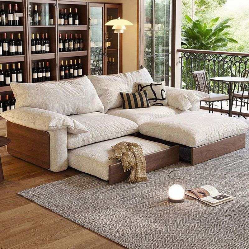 云朵布艺沙发床折叠两用小户型2025新款中古风棉麻复古沙发中式