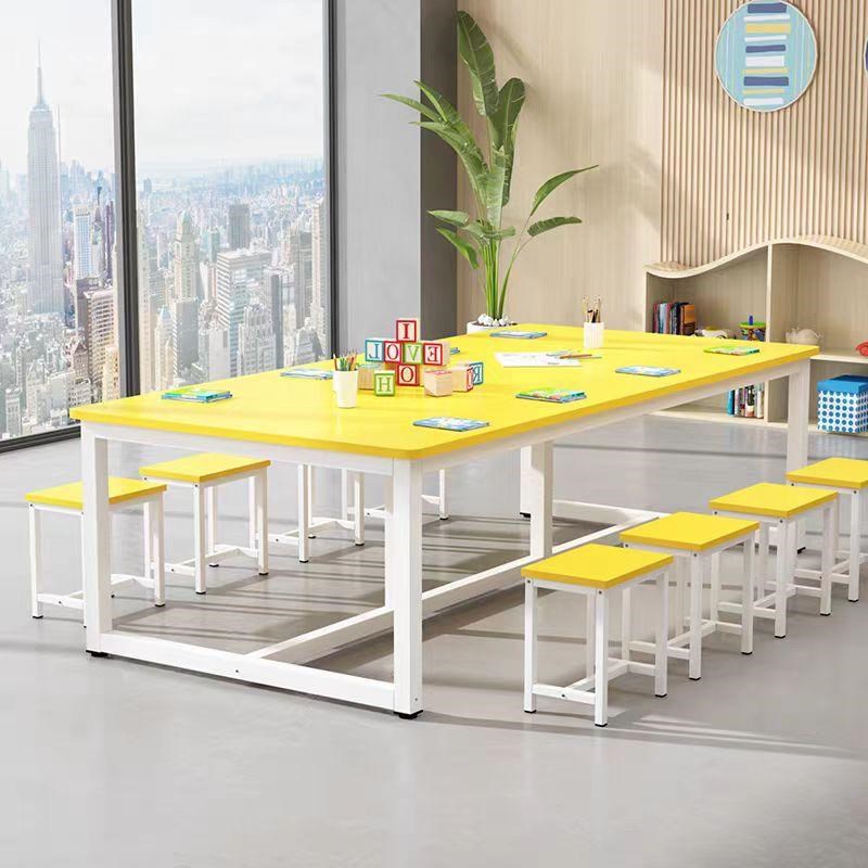 幼儿园儿童美术培训桌小学生辅导补习班彩色绘画桌层画室课桌椅