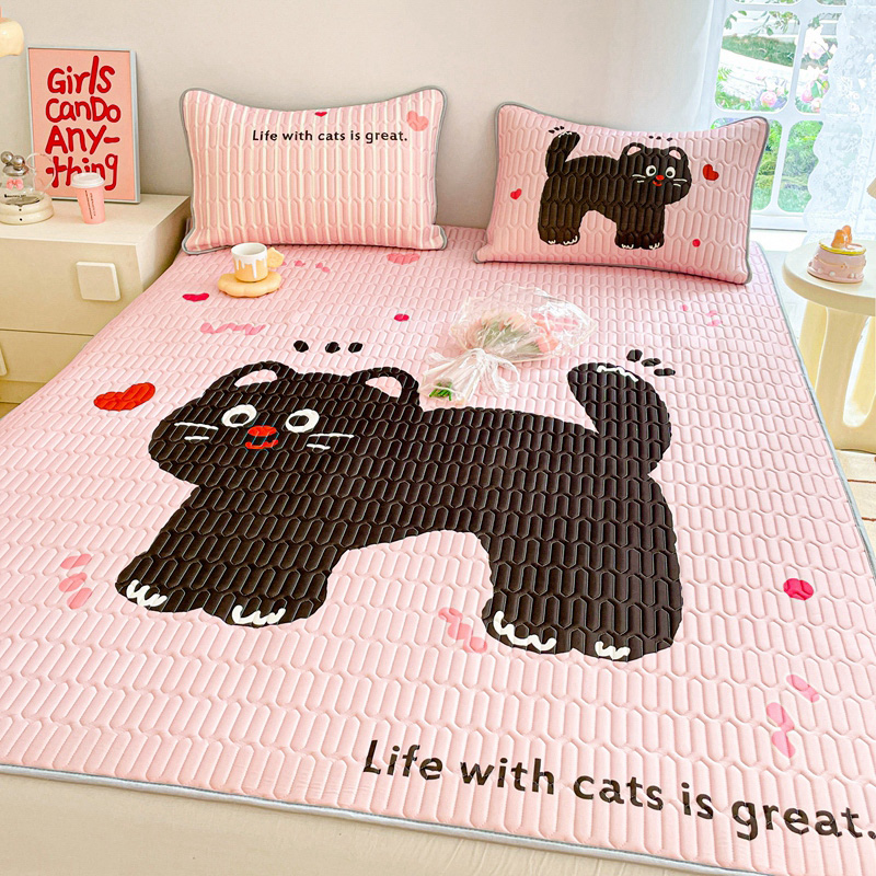 夏季加厚乳胶冰丝凉席三件套夏天可机洗宿舍床单人儿童软席凉垫子