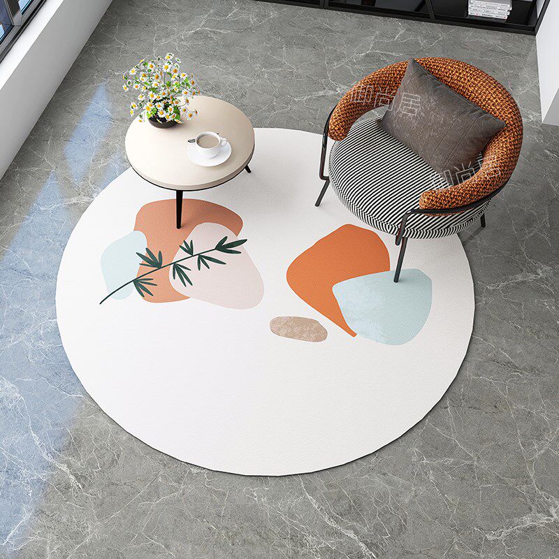 皮革圆形地垫可擦洗pvc防水防滑家用卧室电脑椅地垫客厅阳台地垫