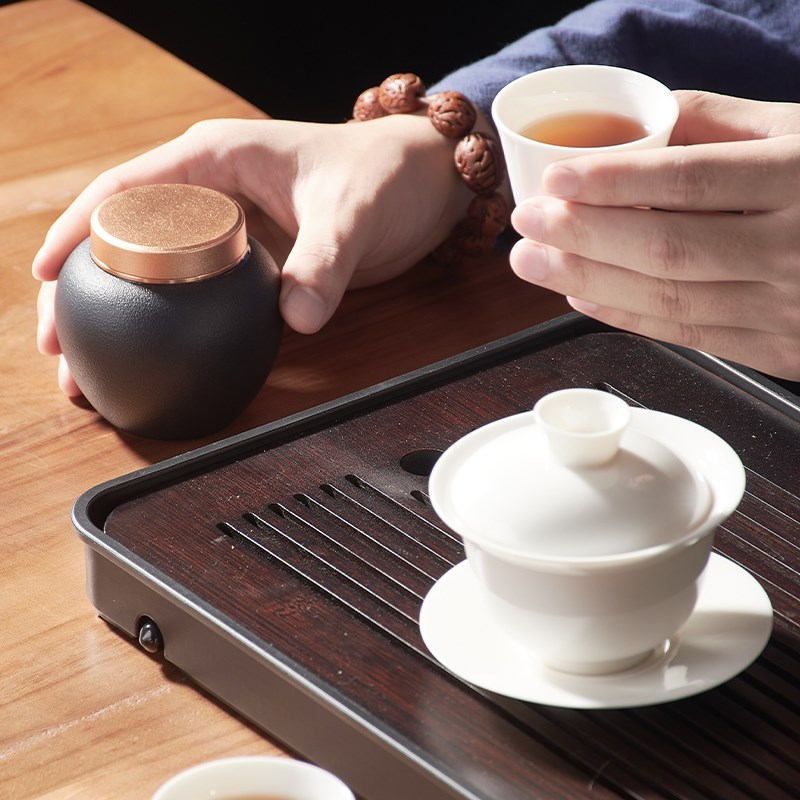 茶叶罐粗陶茶叶罐存茶罐储存罐单个小号瓷罐密封罐家用红茶绿茶