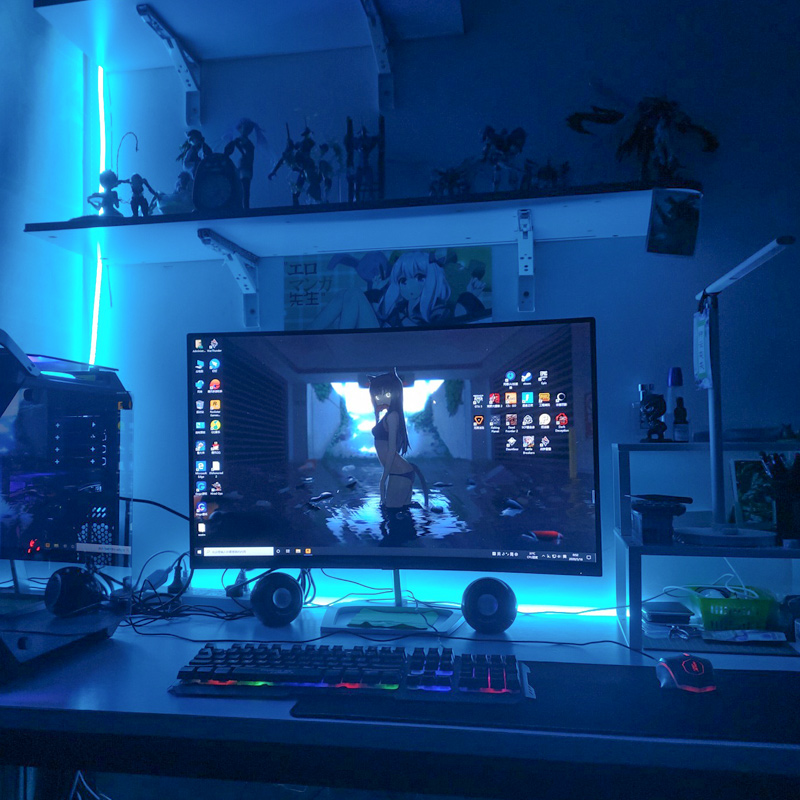 USB冰蓝光灯带5V低压led电脑桌氛围电竞电竞房赛博朋克电视背景墙