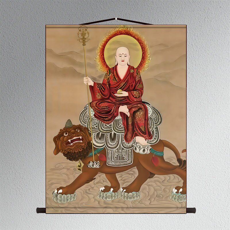 地藏王文殊普贤四大菩萨画像挂画南无观世音菩萨佛堂屋供奉卷轴画