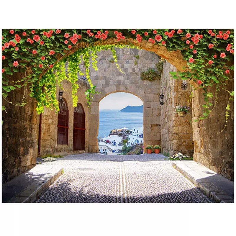 3d立体空间延伸壁纸欧式鲜花风景墙纸8d餐厅咖啡厅背景墙装饰壁画