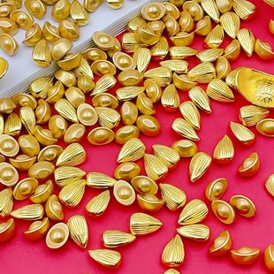 实心沙金小元宝瓜子彷金摆件百福米缸招财进宝聚财聚宝盆桌面摆件