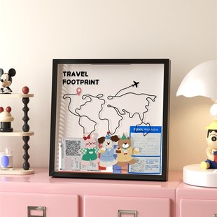 卡通礼帽画框票根相框旅行票据收纳框机票火车收集框门票收藏展示