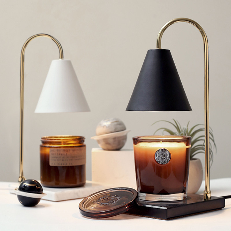 欧式浪漫香薰融蜡灯台式可调节铃兰无烟大理石复古烛台摆件蜡烛灯