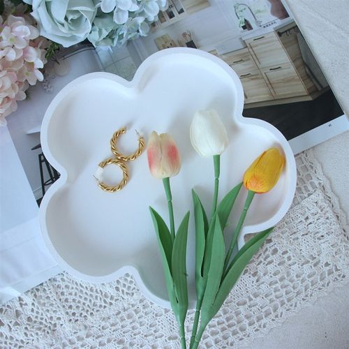 彩色花朵托盘手工彩绘木质民宿家居用品装饰盘子工艺礼品摆饰饰品