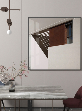 极简抽象蓝色几何建筑立体工业风客厅玄关装饰画背景墙壁餐厅挂画