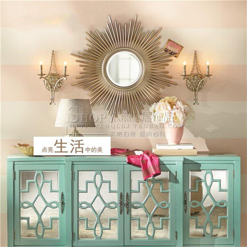 艺术玄关镜仿古做旧客厅装饰镜子壁挂镜高档餐边镜沙发背景墙面镜