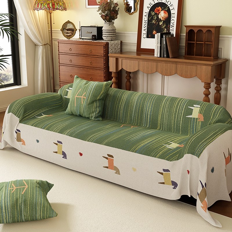 夏季沙发盖布绿色沙发巾2024年流行新款冰丝沙发垫三座一贵妃盖巾,居家布艺,沙发垫,淘宝优惠券,粉丝福利购,淘宝优惠卷