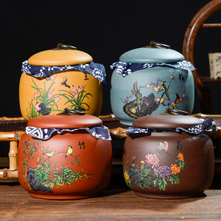 宜兴原矿紫砂茶叶罐家用龙井白茶绿茶包装储存醒茶罐密封防潮罐子
