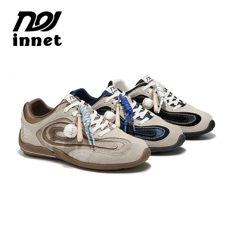 innet 女士新爆款2026年春季巨好看的复古百搭通勤内增高德训鞋子