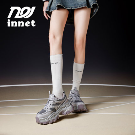 innet 女士2026今年春季巨好看的流行新爆款厚底配阔腿裤老爹鞋子