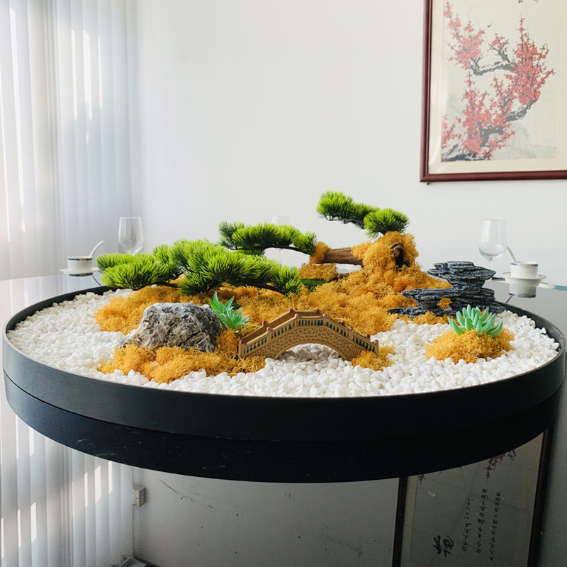 酒店餐桌花大圆桌摆花高端餐厅桌面摆件转盘中间创意造景摆设装饰