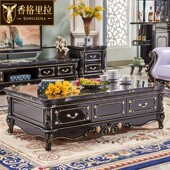 客厅沙发电视柜茶几组合 茶几实木黑檀色茶几 香格里拉家具 欧式