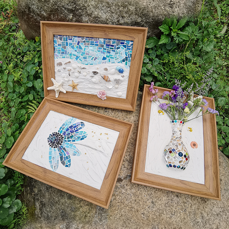 手工diy马赛克实物立体装饰画材料包 创意活动自制摆件挂画A4相框