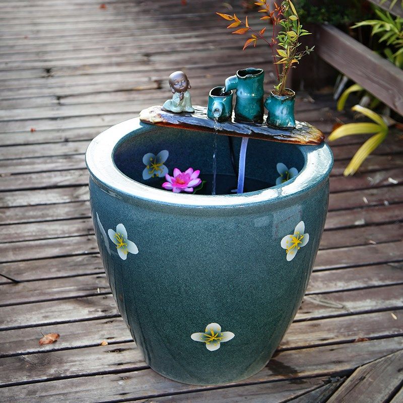 水循环招财盆大容量加高陶瓷缸水氧鱼缸加湿室内摆件门店铺转运缸,宠物/宠物食品及用品,桌面缸,淘宝优惠券,粉丝福利购,淘宝优惠卷