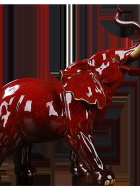 陶瓷创意大象摆件一对家居客厅电视柜酒柜装饰品乔迁新居开业礼品