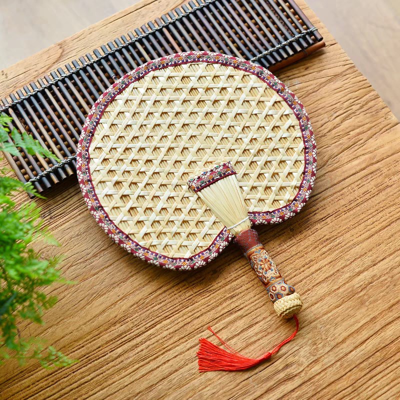 藏青麦杆大蒲扇纯手工编织麦秆编织手摇扇手工宝宝扇子驱蚊纳凉