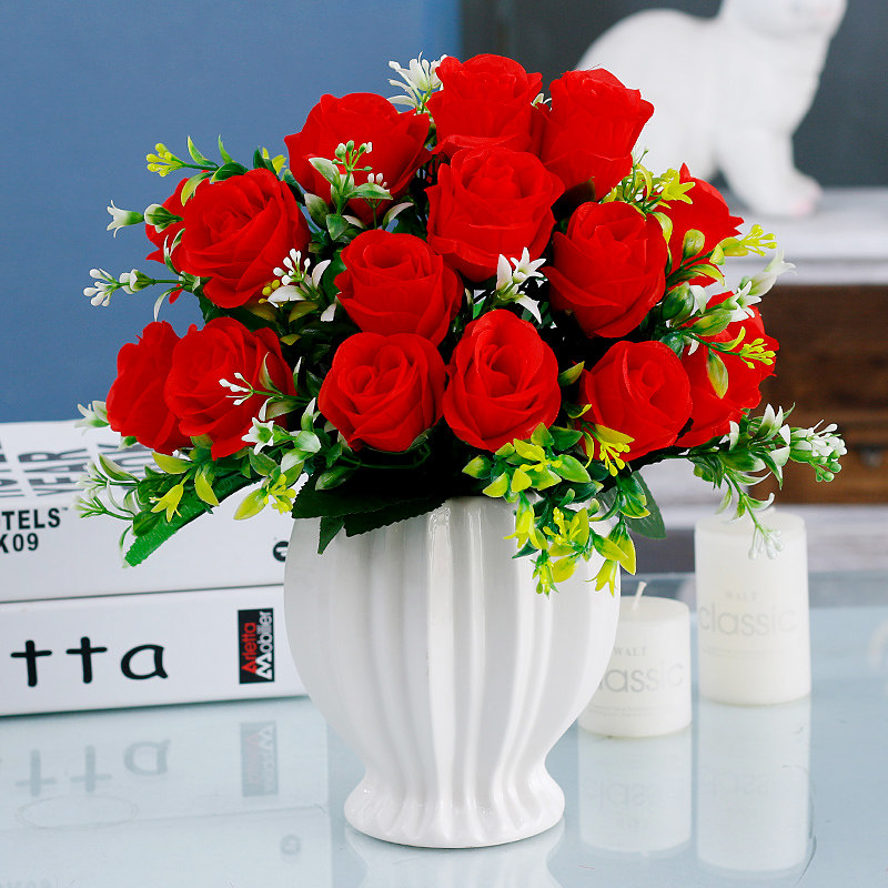 玫瑰花仿真花 向日葵假花装饰花束摆件餐桌花摆花塑料花艺防真花