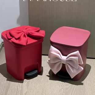 少女蝴蝶结垃圾桶客厅落地摆件创意可爱卧室房间女生女孩软装 饰品