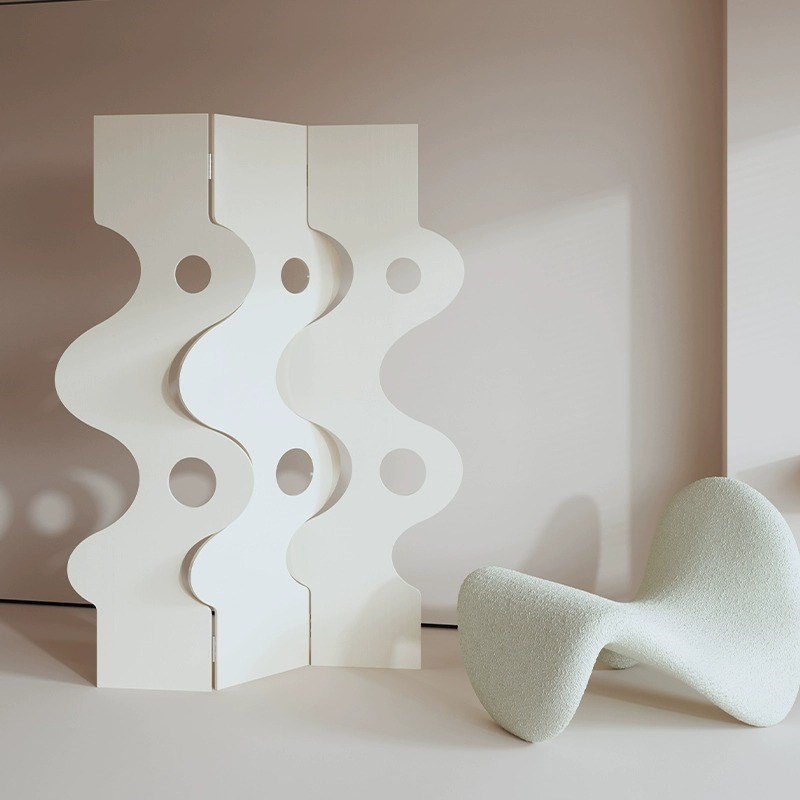 屏风隔断客厅入户玄关极简法式复古奶油风创意办公室可折叠移动壁