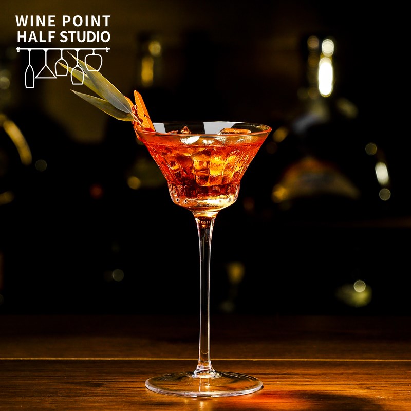 小酒刻花鸡尾酒杯水晶玻璃高脚杯香槟杯调酒杯中古杯子小容量酒杯