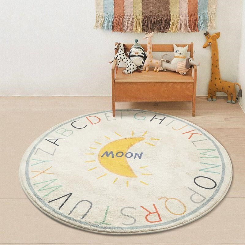 卡通儿童圆形地毯家用电脑椅转椅垫少女卧室床边毯阅读区客厅地垫