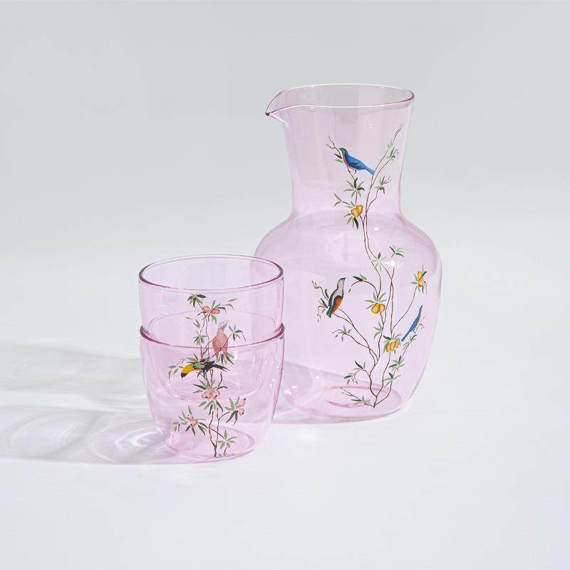 威尼斯中古玻璃/翠鸟系列粉色凉水壶果汁壶醒酒器套杯1壶两杯茶具,鲜花速递/花卉仿真/绿植园艺,割草机/草坪机,淘宝优惠券,粉丝福利购,淘宝优惠卷
