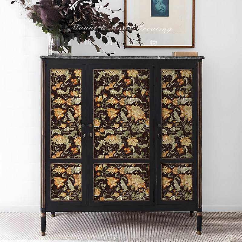 山月奢复古华装饰墙贴花卉墙面柜子衣柜贴纸翻新家具防水自粘pvc,家居饰品,软装墙贴,淘宝优惠券,粉丝福利购,淘宝优惠卷