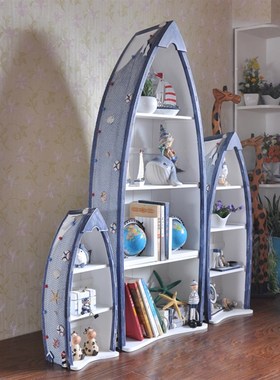 地中海海洋风船型收纳柜家居装饰木质摆设儿童书房储物床头柜书柜